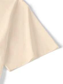 GRDR 1件男士夏季冰丝棉T恤，英文图案印花，宽松百搭 - 杏色 - 查看 3