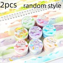 1/4/8卷装可爱卡通星云漫游系列和纸胶带 - 彩色彩虹云朵和星星图案，耐用纸胶带，适用于DIY日记、剪贴簿、日历、礼品包装 - 装饰文具、日历装饰、浪漫设计、光滑质地、日记爱好者、返校季和情人节礼物、彩色云朵胶带系列 - 柔软、鲜艳、可爱的装饰边框 - 圓形 - 查看 15