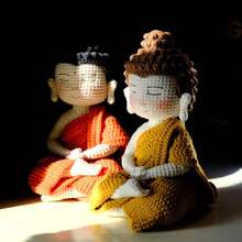 2 件套钩针编织入门套装，成人钩针编织入门套装，附带分步文字教程，弥勒佛 DIY 编织套装，可爱有趣的家居装饰品，生日、情人节、万圣节和圣诞节礼物 - 杏色 - 查看 6
