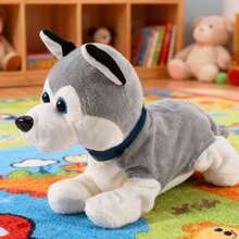 Interactive Electronic Husky Dog Activated By Sound - Puppy Controlled By Voice And Hand Clapping, With Barks And Movements, Realistic Toy For Children, Requires 4 AA Batteries (Not Included)