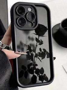 Valentines Phone Case 1pc Black Rose Pattern Full Coverage TPU Shockproof Phone Case Compatible With Apple 16, 15, 14, 13, 12, 11 Pro Max Waterproof Anti-Fall Scratch Resistant-For-Your-New- - style2(1pc) - 查看 6