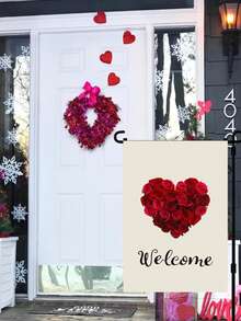 Valentines Day Garden Flag, 12*18 Inch Vertical Double Sided Valentine Rose Heart Welcome Flag For Outside Yard Anniversary Wedding Farmhouse, No Flag Pole - Multicolor - View 5