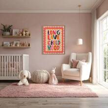 Quadro em tela estilo boêmio (1 peça) - Memórias da infância para sempre, pôster para quarto infantil, arte de parede colorida para quarto de menina, decoração para berçário, arte de parede emoldurada para quarto infantil, adequado para quarto infantil, berçário, creche, quarto de menino, quarto de menina, Dia dos Namorados - Multicolorido - Ver 2