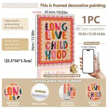 Quadro em tela estilo boêmio (1 peça) - Memórias da infância para sempre, pôster para quarto infantil, arte de parede colorida para quarto de menina, decoração para berçário, arte de parede emoldurada para quarto infantil, adequado para quarto infantil, berçário, creche, quarto de menino, quarto de menina, Dia dos Namorados - Multicolorido - Ver 15