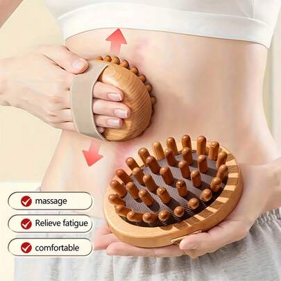 Natural Wooden Anti-Orange Peel Massage Tool, Handheld Wooden Massager, Body Brush, Muscle Relaxation, Sauna Spa Head Massage Brush, Hair, Hairstyling Tools, Hair Care, School, Back To School, Travel, Travel Essentials, Home Essentials, Spa, Massage Tools, Massage, Massager, Spa