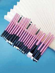 20-Piece Eye And Face Makeup Brush Set, Including Foundation, Eyeshadow, And Blush Brushes – A Complete Makeup Tool Set. - 粉色 - 查看 3