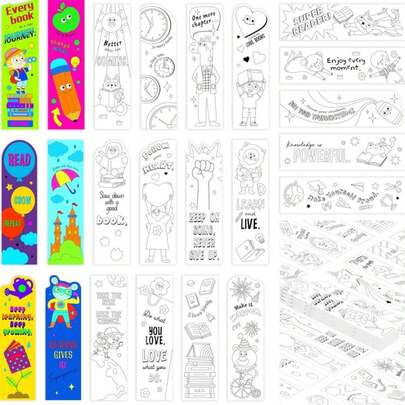 100 PIEZAS de Marcapáginas Inspiracionales, 50 Diseños de Marcadores para Colorear Libro de Colorear DIY, Soporte de Página Motivacional para Estudiantes, Colorea tu Propio Marcapáginas para Regalos de Clase, Niños, Adultos, Maestros, Amantes de los Libros
