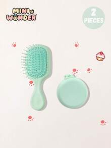 8pcs/2pcs Kids Casual Macaron Solid Color Air Cushion Small Comb And Folding Mirror Comb Set, Durable ABS Handle, Suitable For Hairstyling, Hair Salon, Barber, Hair Brush, Comb, Hair Accessories, Hair Products And Salon Supplies, Beauty Travel Essentials - Multicolor - View 5