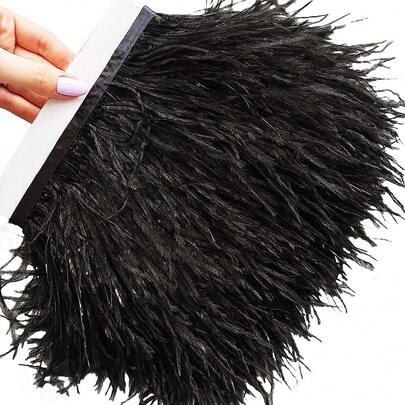 10m/Roll 8-10cm Soft White & Black Artificial Feather Trim, DIY Craft Feathers, Fashion Sewing Polyester Fabric, Home Decor