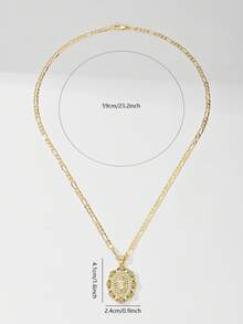 1pc Classic European Style Copper Inlaid Zirconia Rose Guadalupe Virgin Mary Pendant Necklace, Limited Edition, Suitable For Christmas, Thanksgiving, Halloween, Mother's Day, Valentine's Day, Gifts For Couples, Friends, Godparents, First Holy Communion, Daily Wear And Prayer - Yellow Gold - View 7