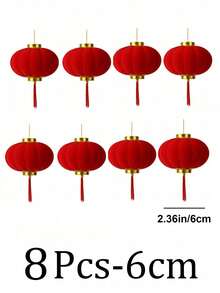 3/4/5厘米迷你红色植绒灯笼 - DIY吉祥挂饰，金色点缀，适用于婚礼、春节庆祝活动、户外装饰、植绒迷你灯笼婚礼装饰、户外悬挂饰品、新年春节装饰、乔迁装饰 - 彩色 - 查看 17