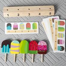 Juego de juguetes de juego de roles de helado, paleta de hielo, caramelo, pensamiento numérico y lógico, educación temprana para niños, aprobado por CE CPC, de madera realista - Multicolor - Ver 9