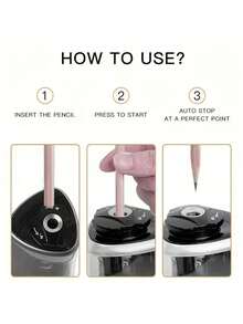 1. 自动电动削笔器 - 无需电池，自动停止，两段式快速研磨，小巧便携设计，适用于学校、办公室、美术等场合 - 适合学生、教师、专业人士 - 黑色电动削笔器，学校文具，时尚设计，研磨精准，适合办公人员（不含电池）