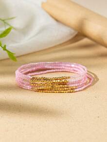 6pcs/Set Bohemian Style Beaded Bracelet For Women, Colorful Bracelets Stack For Best Friends And Daily Use