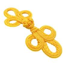 Yellow 3-Loop Chinese Frog Button Closure 5.1 Inch 1 Pair/Pack Hook And Eye Knot Fastener Ideal For For DIY Craft Sewing Dress Sweater Costume Outfit Decoration - 黃色 - 查看 7