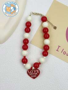 1 Piece Cute Romantic Valentine's Day Pet Cat And Dog Necklace Adjustable Cat Necklace Red Heart Beaded Dog Jewelry Heart Pendant Neck Strap Accessories Cat And Dog Jewelry, Pet Clothing Decoration Dogs Kitten Collar Pet Collar Kitty Collar Cartoon Cat Collar Pet Gifts Photo Shoot Prop Cute Pet Necklace Dog Necklace Puppy Necklace Doggy Necklace - Multicolor - View 20