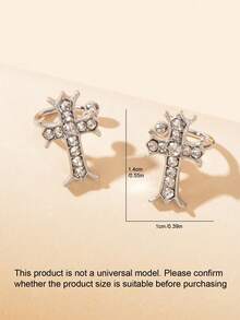 2pcs/Set Full Rhinestone Cross Shaped Zinc Alloy Ear Cuffs Set Personalized Ear Jewelry - Silver - View 4