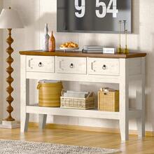 Huisuilinss Console Sofa Table With Drawers And Bottom Shelf,Entryway Table For Behind Couch Entry Foyer Hallway Storage - White - View 6