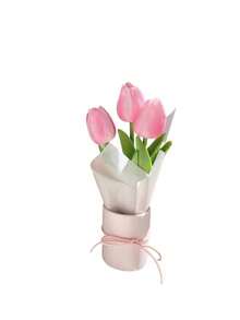 1 束优雅郁金香花束，装在小花桶中 - 非常适合家居装饰、生日礼物和拍照道具，也适用于情人节、感恩节、母亲节和毕业典礼等庆祝活动，是理想的花卉装饰。 - 彩色 - 查看 6