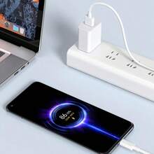 Carregador Super Rápido de 120W, Compatível com Xiaomi, Redmi, Black Shark e outros Telefones e Tablets Tipo-C, Suporta Carregamento Rápido, Também Adequado para Carregamento e Transferência de Dados de Carro, Compatível com iPhone 17, 17 Pro Max, 16, 16 Plus, 16 Pro, 16 Pro Max, Compatível com Redmi, Compatível com Cabo de Viagem OnePlus - Branco - Visão 3