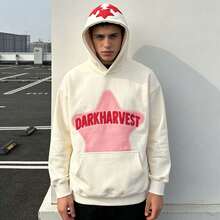 Aelfric Eden Womens Graphic Hoodies Pink Star Print Hoodie Unisex Oversized Hoodies Long Sleeve Pocket Pullover - trắng - Xem 4