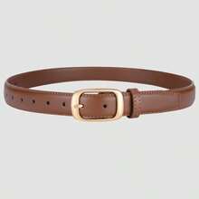 1条女士合金小方扣PU皮腰带，简约时尚，适合搭配牛仔裤、休闲裤、外套、连衣裙 - 方形扣帶 - 查看 9