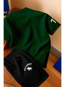 Men's T-Shirt And Shorts Set - New Summer Collection - Modern - Premium Cotton - 綠旗 - 查看 2