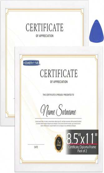 HOMERHYME Diploma Frame, 85 By 11 Black Picture Frames, Certificate Frame With Clear Plexiglass, 85 X 11 Photo Graduation Degree Record Magazine Frames For Office Gallery Home Wall Decor, 2 Pack