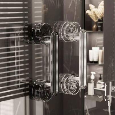 ידית יניקה מפלסטיק אחת, ללא קידוח, ידית אחיזה למקלחת, אביזר אמבטיה רב תכליתי, מתאים לאזורים רטובים, מקרר וארונות