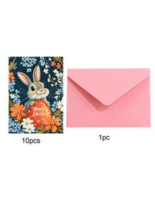 Bộ 10 thiệp chúc mừng Lễ Phục Sinh, nhiều hình dạng thỏ khác nhau, được thiết kế đẹp mắt, thích hợp làm thiệp mời dự tiệc, thiệp sinh nhật và quà tặng Lễ Phục Sinh (kèm phong bì). - Bộ - Xem 11