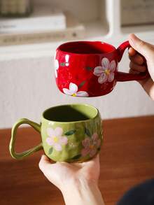 1pc 350ML Ins Aesthetic High Capacity Squeeze Drinking Mug, Suitable For Breakfast, Milk, Oatmeal, Tea, Office, Daily Water, Juice, Afternoon Tea, Coffee, Gifts For Friends, Boyfriend/Girlfriend, Family - 彩色 - 查看 4