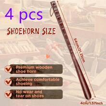 Nuevo Calzador de madera con largo, calzador de haya con correa de cuero, elevador de zapatos Flexible, cuernos de zapatos de madera largos y cómodos CB5L - XB312010-ZM0090A - Ver 4