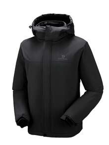 CAMEL CROWN 男士冬季滑雪服，登山雪地外套，防水可拆卸帽子，防风抓绒雨衣