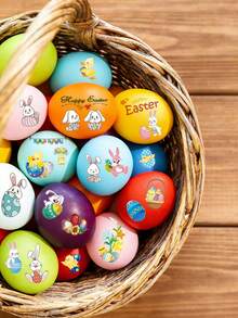10pcs Easter Temporary Tattoos, Egg & Bunny Temporary Tattoos, Face & Body Stickers, Suitable For Easter Holiday Party Decorations - Multicolor - View 2