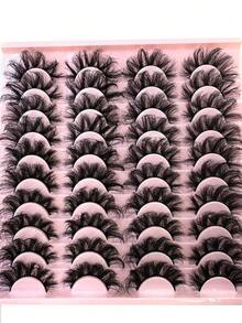 HBZGTLAD 20 Pairs Soft Mink Eyelashes 3D Curl Winged End Eye Elongated Fake Lashes Thick Handmade Natural False Eyelash Messy Cross Lash Wholesale - 濃密款 - 查看 8