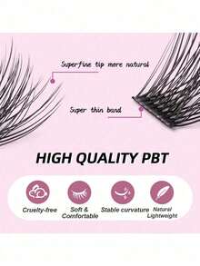 Natural Soft Handmade Segmented DIY Eyelash Extension Cluster Individual Lashes, Seamless Comfortable Eyelashes - Black - View 2