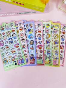 1张随机蜡笔小新3D贴纸，适用于DIY文具、日记装饰，轻薄透明贴纸 - 彩色 - 查看 5