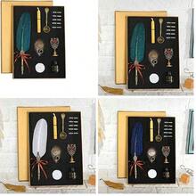 Domary Juego de pluma y tinta vintage, pluma estilogrfica brillante, pluma de inmersin de caligrafa, pluma de firma con puntas de repuesto, soporte para bolgrafo, regalo de cumpleaos de lujo para - verde negruzco - Ver 1