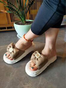 Women's Summer Vacation Bohemian Style Platform Slippers - Khaki - View 3