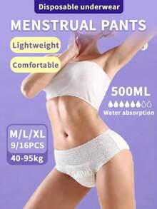 9/16 Pads, Menstrual Panties, Panty-Style Sanitary Napkins, Period Underwear, Disposable Underwear, Super Absorbent, Patented Design, Fresh And Comfortable, 3D Three-Dimensional Protection, Leak-Proof And Breathable, Highly Absorbent, Eliminates Odor, Ensures A Good Night's Sleep, Suitable For Business Trips, Menstruation, Postpartum, Post-Operative Care And Travel. - White - View 2