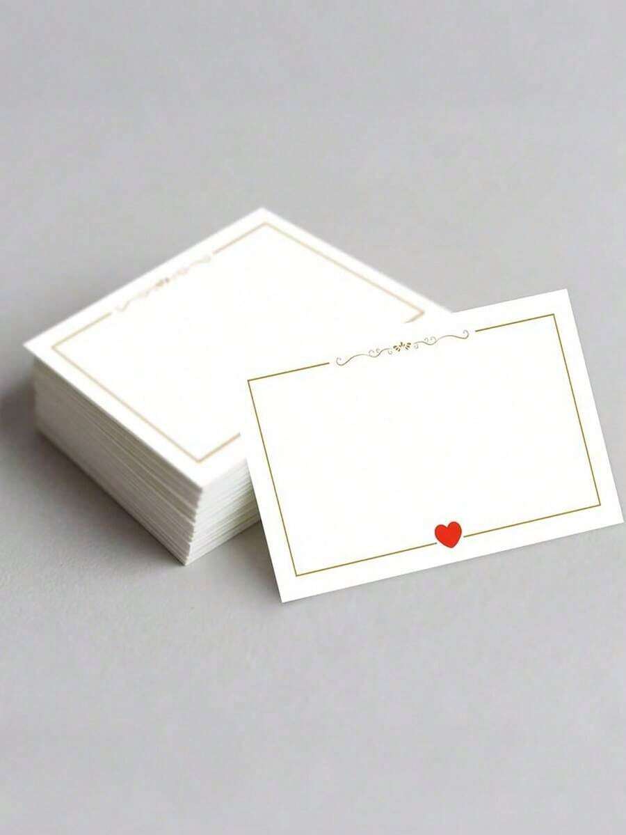 50pcs Blank Heart Shaped Cards, Pocket Cards Suitable For Valentine's Day, Wedding, Birthday, Anniversary, Holidays, Gift Tags, Greeting Cards, Wallet Cards, Business Cards, White Cards, Teacher's Day Gifts - 彩色 - 查看 1