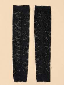 1 双女士针织蕾丝边袖套，性感夏季防晒保暖臂套 - 彩色 - 查看 6