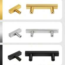 4pcs Black Square Stainless Steel Cabinet Handles, Furniture Hardware Accessories, Kitchen Cabinet/Drawer Pulls - Black - View 11