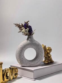 1个现代简约装饰花瓶，空心圆形哑光藤编花瓶，1个白色花瓶，适用于波西米亚风格家居、婚礼、派对餐桌装饰 - 彩色 - 查看 15