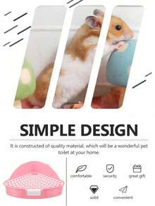 1pc Pink Rabbit Corner Litter Potty Trainer - Small Animal Cage Toilet Training Box For Guinea Pig, Ferret, Hamster (Not For Adult Rabbits/Large Rats) | Cage Corner Pet Litter Container With Free Fecal Scoop & Cleaning Brush | Valentine's Day Pet Supplies