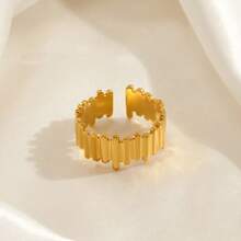 1 pieza Anillo de dedo índice cuadrado geométrico simple de acero inoxidable, joyería de moda, anillo de mujer, adecuado para uso diario - Multicolor - Ver 3