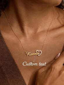 Dây chuyền mặt dây chuyền chữ cái hình trái tim đính đá Zirconia trắng, làm từ thép không gỉ, thích hợp làm quà tặng cho phụ nữ và bé gái. - Kiểu 2-Vàng - Xem 2