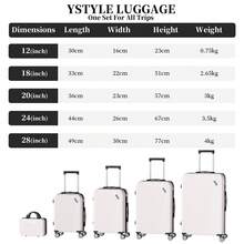 YSTYLE 5-Piece Suitcase (12/18/20/24/28 Inches), The Perfect Travel Companion! Scratch-Resistant, Beautiful, And Elegant. Lightweight And Easy To Carry With Swivel Wheels.