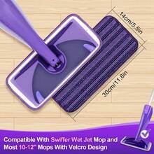 6片可重复使用的拖把垫，兼容WetJet喷雾拖把，湿拖把垫替换装，可机洗，适用于硬木、乙烯基、大理石、石材和玻璃等材质的干湿两用清洁。