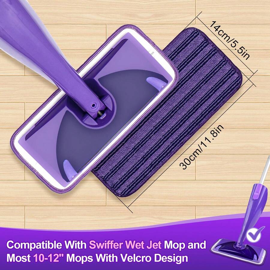 6片可重复使用的拖把垫，兼容WetJet喷雾拖把，湿拖把垫替换装，可机洗，适用于硬木、乙烯基、大理石、石材和玻璃等材质的干湿两用清洁。